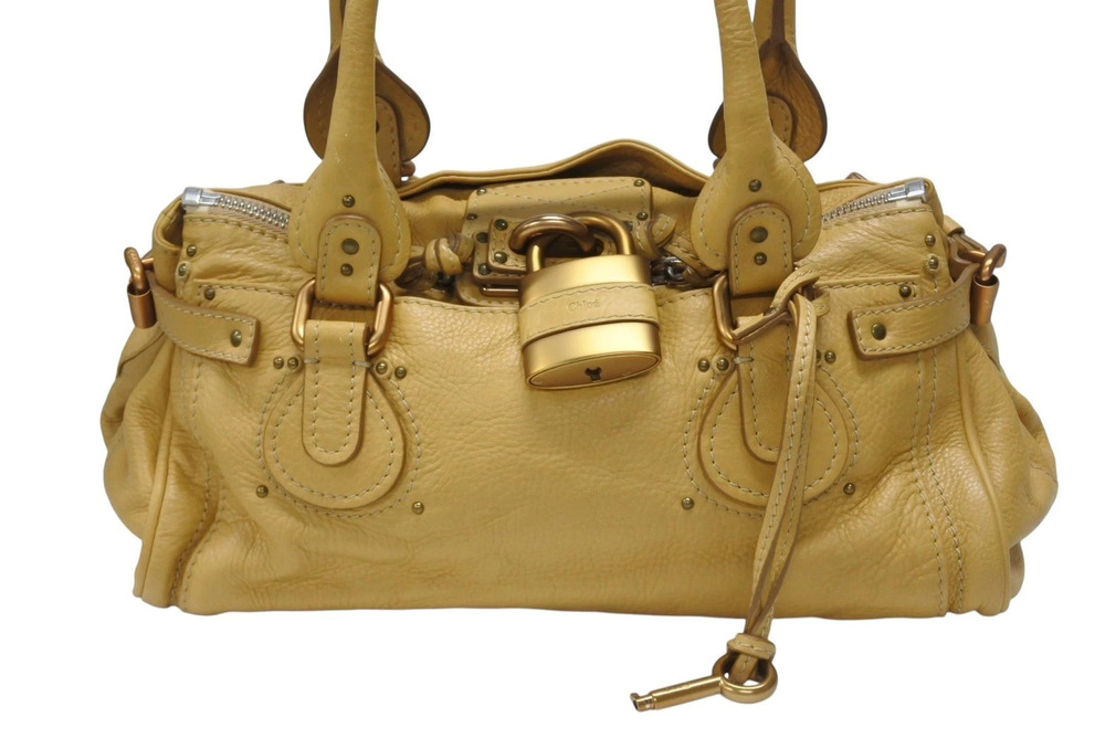 Chloe Paddington Bag Leather Handbag Shoulder Beige Tan